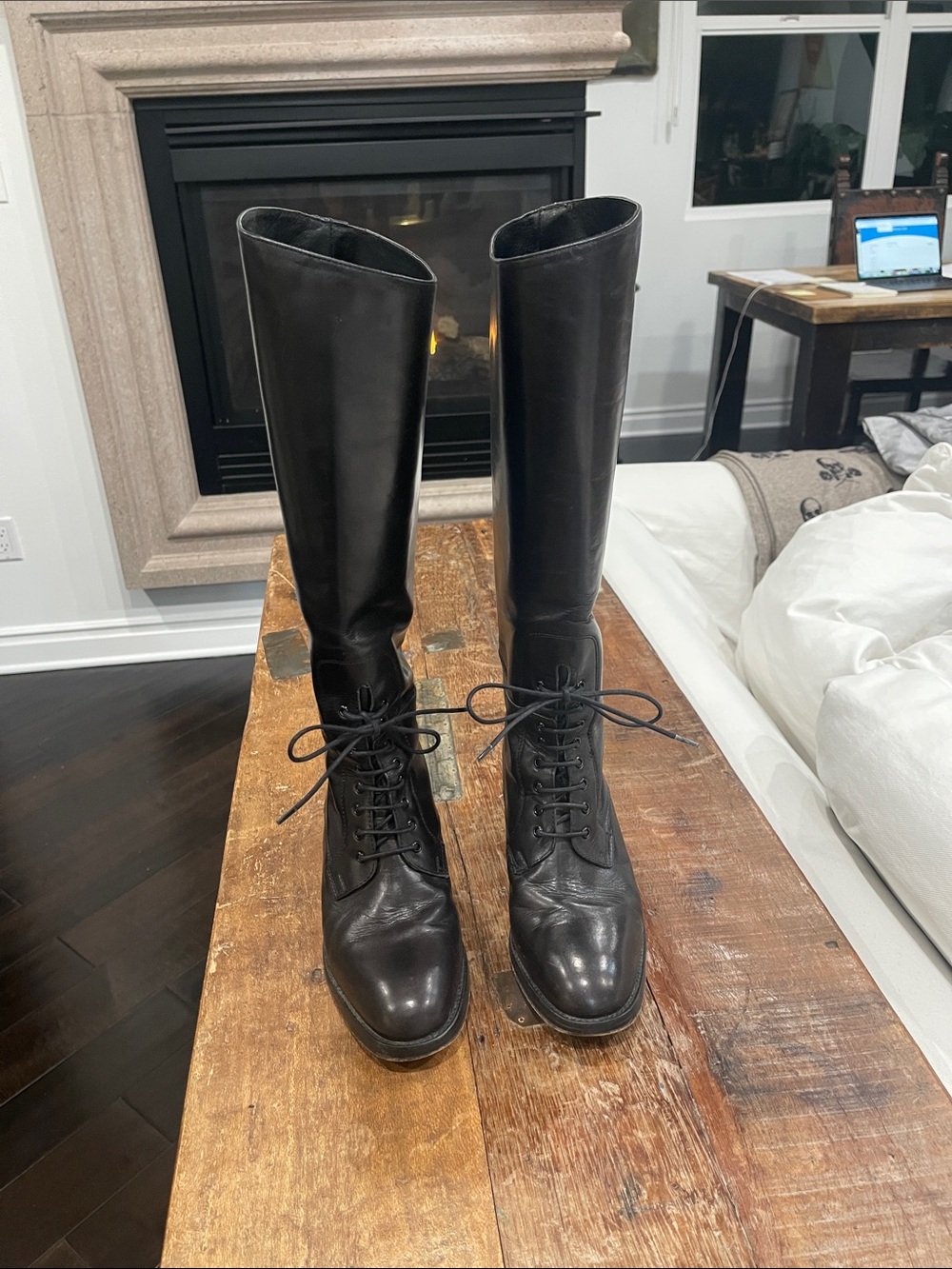 Charles David women’s  Black Lace-Up Leather Riding Boots